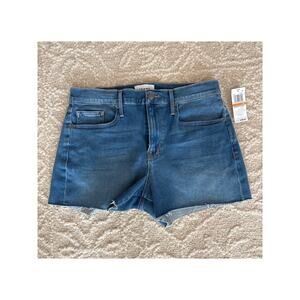 NWT FRAME Le Brigette High Waist Raw Edge Denim Shorts Size 29